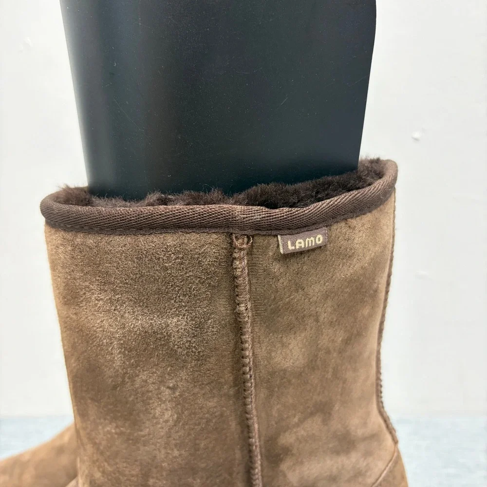 Lamo Boots Mens Size 12 Brown Suede Faux Fur Lined Rugged Lug Sole LF00000002